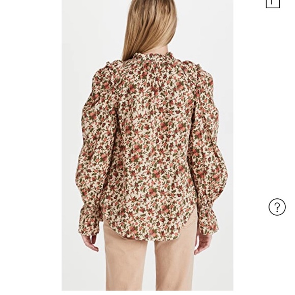 FP Meant to Be Floral Print Pleated Split Round Tie Neck Long Puff Sleev… - Picture 7 of 9